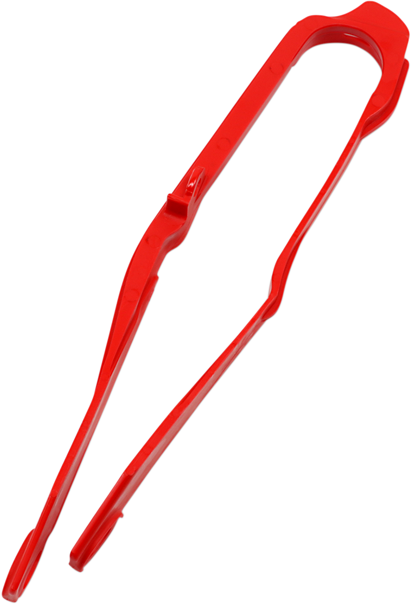Red ACERBIS chain slider for Honda motorcycles, designed to protect the bike’s chain and swingarm.