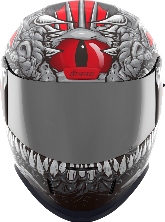 Silver ICON Airform™ Kryola Kreep MIPS® helmet with adjustable straps and ventilation, designed for motorcycle safety.
