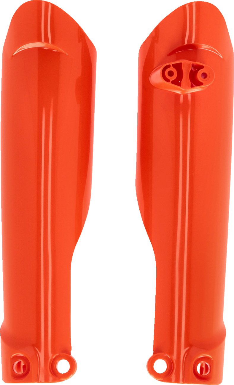 Orange Acerbis lower fork cover for KTM and Gas Gas 50cc bikes, 2016-2023, fitting KTM and Gas Gas motorcycle forks.