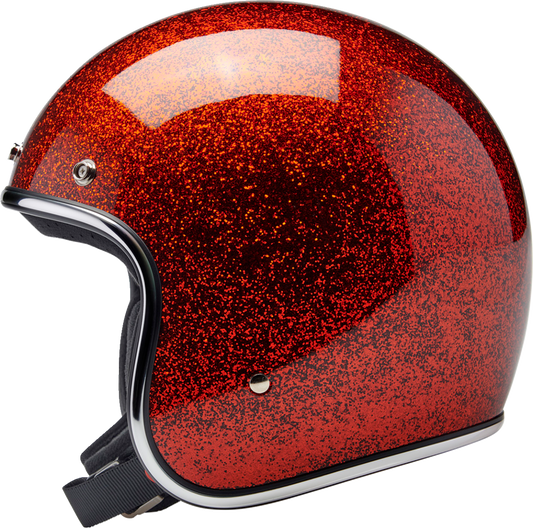 BILTWELL Bonanza helmet in Rootbeer Megaflake finish, medium size, featuring a glossy helmet with bold design and ventilation vents.