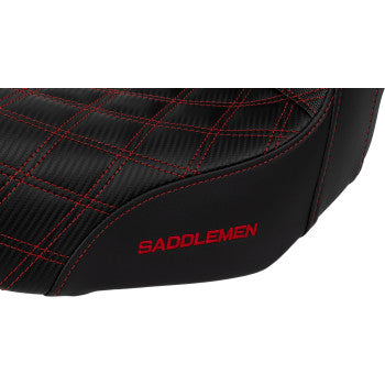 SADDLEMEN Pro Series SDC Performance Seat - Carbon Fiber/Lumbar Gripper - Red Stitch - Dyna '06-'17 SC80604RED - Howling Moto