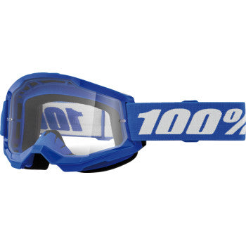 Bill's Exhausts Strata 2 Junior Goggle in blue with clear lenses, designed for secure fit and eye protection during sports or activities.