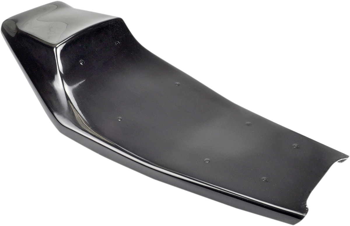 SADDLEMEN Caballero Tail Section seat for motorcycles, featuring sleek black leather with detailed stitching and metal mounting points.