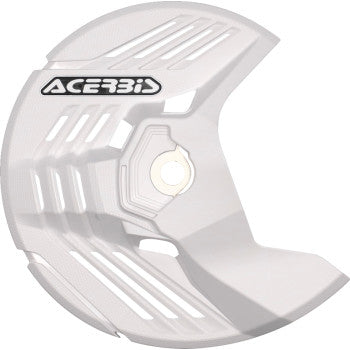 White ACERBIS disc cover for Gas Gas, Husqvarna, KTM, Sherco motorcycles, designed for body protection and stylish look.