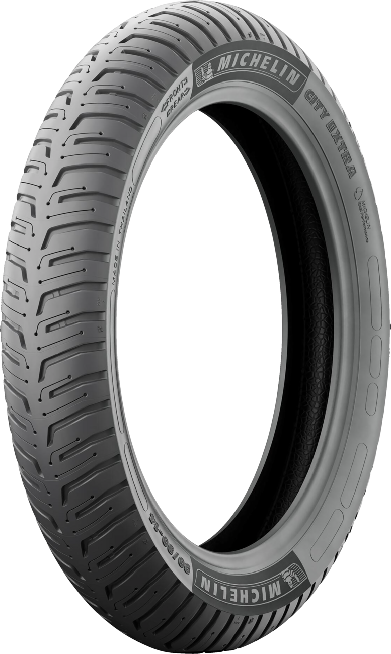Michelin City Extra front/rear motorcycle tire 2.25-17 with 38P load rating, shown with tread pattern for city riding.