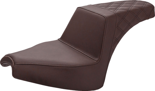 SADDLEMEN Step Up Seat - Front Smooth/Rear Lattice - Brown - Chief I21-04-173BR - Howling Moto