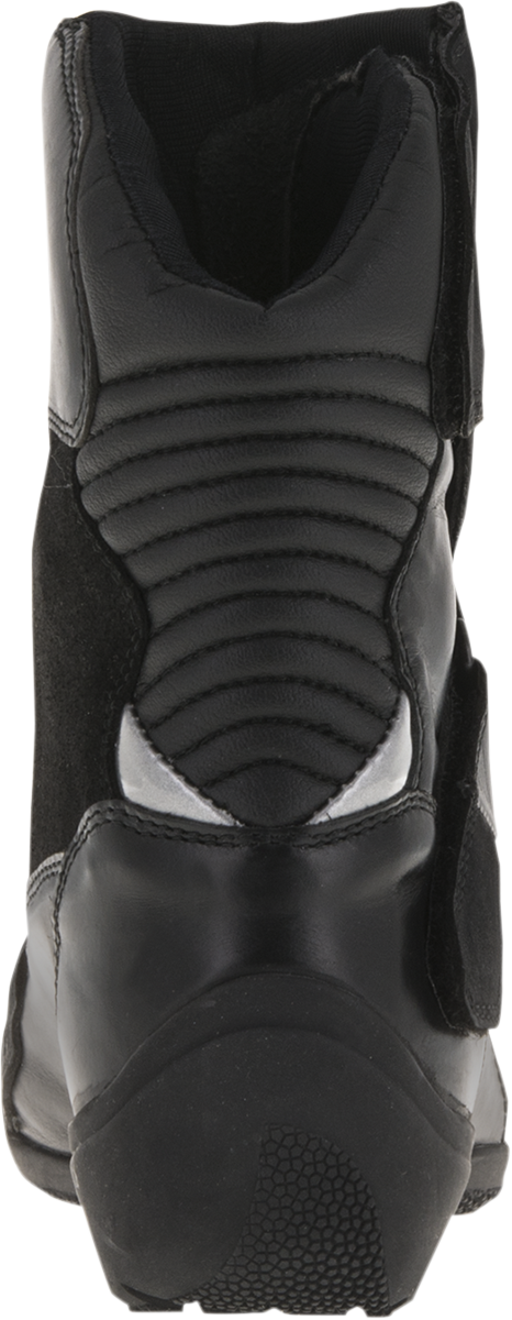 Black Alpinstars Stella Valencia waterproof motorcycle boots in US size 8 (EU 39) with sturdy design and waterproof material.