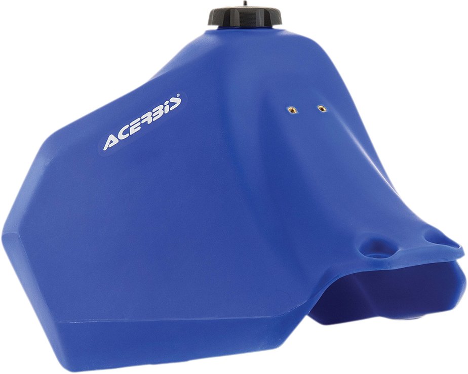 Blue Acerbis gas tank for Suzuki motorcycles, 5.3-gallon capacity, compatible with Bill's Exhausts body products.