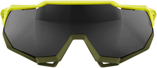 Bill's Exhausts Speedtrap sunglasses with yellow frames and black mirror lenses, stylish and protective eyewear.