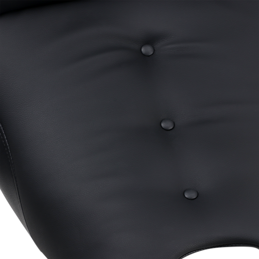 Black SADDLEMEN Roadsofa seat with backrest and pillow top, featuring a comfortable design for motorcycle riding.