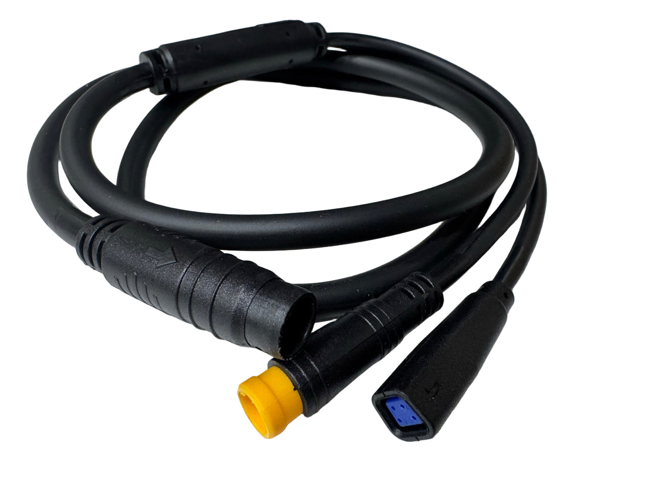 EBMX X-9000 Controller 1-2 harness for BC351 color display by Charged Powersports, showing the cable connection and connectors.