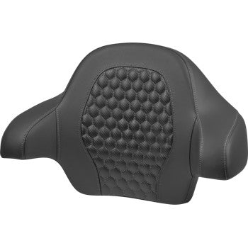 SADDLEMEN Tour Pack Backrest Pad in honeycomb gray stitching for FLH/FLT models 2014-2024, designed by Bill's Exhausts