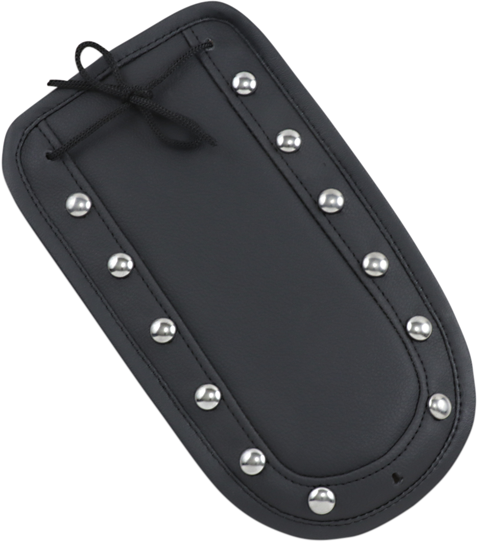 Stainless steel Saddlemens Fender Chap with studded design, matching Solo Seat T8300-04-S for motorcycle customization.