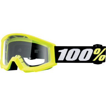 Yellow clear Strata Mini Goggle by Bill's Exhausts with adjustable strap and protective lens for safety and comfort.