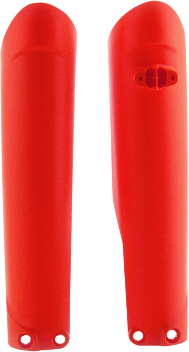 Red Acerbis lower fork cover for KTM motorcycles, body part with brand logo visible on the protective plastic component.