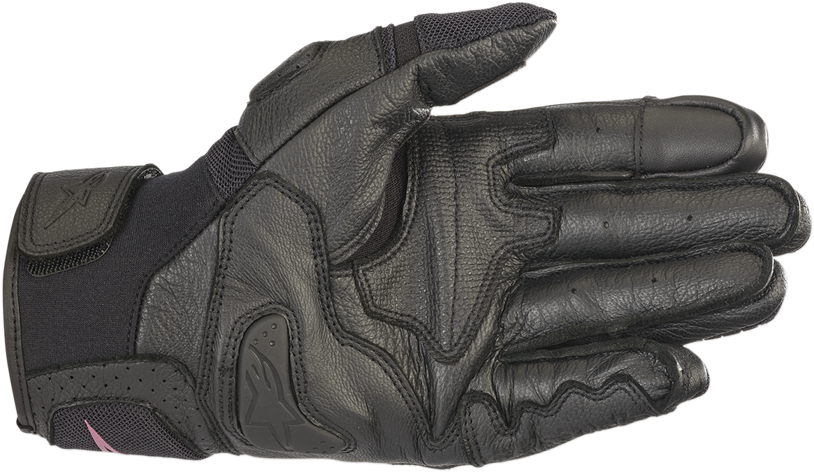 Alpinestars Women Stella SPX AC V2 gloves in black and fuchsia, size XS, with padded knuckles and adjustable wrist strap.