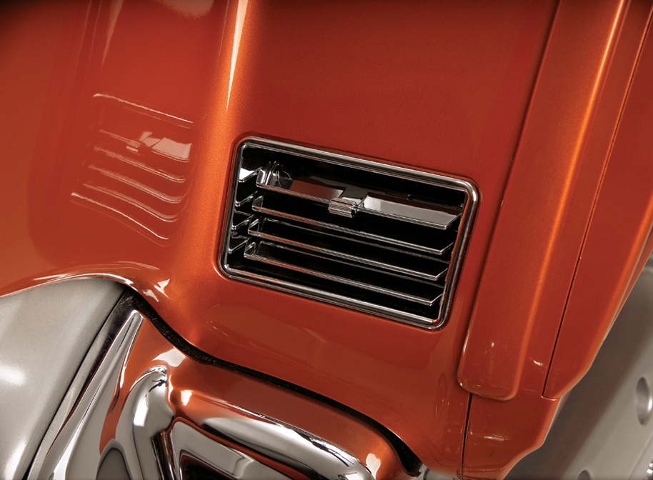 Chrome engine lower vents from Bill's Exhausts, model 52-642, featuring sleek chrome finish and precise fit for vehicle engine ventilation.