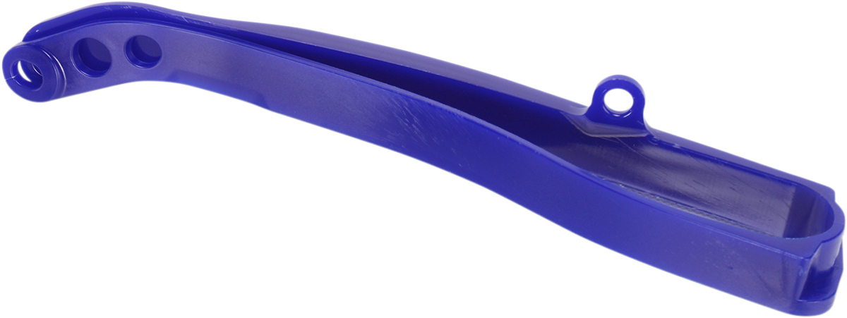 Blue Acerbis Chain Slider for Yamaha motorcycle, designed to protect the chain and swingarm, with visible branding and durable body.