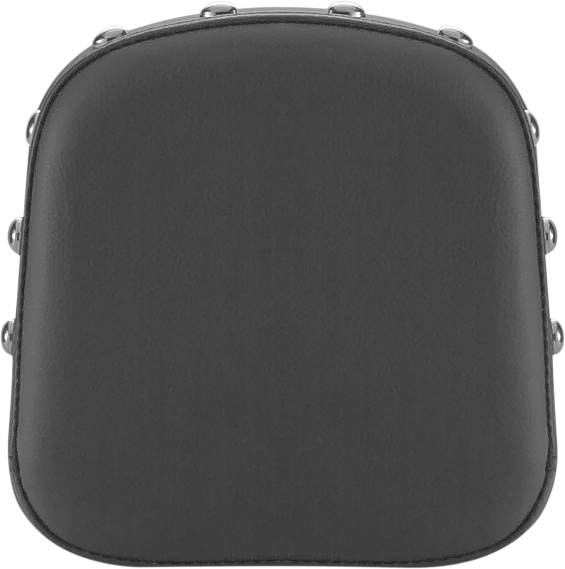 Black SADDLEMEN Sissy Bar Pad with studded design, smooth finish, mounted on a motorcycle seat for FL models 1999-2023.