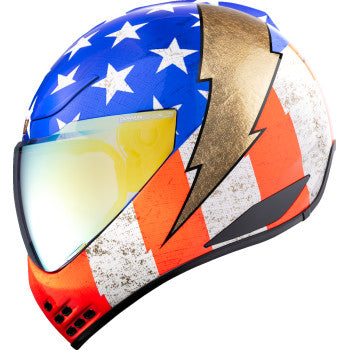 Bill's Exhausts ICON Domain™ Helmet in Amerikarma Glory, medium size, with sleek helmet design and vibrant color pattern.