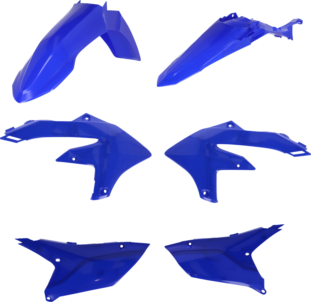 Blue Acerbis full replacement body kit for Yamaha YZ450F 2023 motorcycle, includes front and side panels, made by Bill's Exhausts.