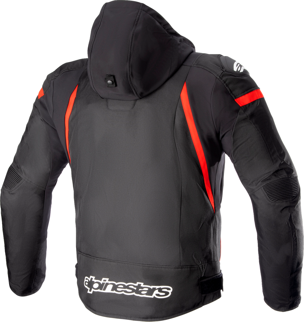 Alpinestars Zaca waterproof jacket in black, red, and white, displayed in 4XL size with visible logo and waterproof fabric.