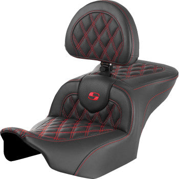 Bill's Exhausts SADDLEMEN RoadSofa seat with backrest, lattice stitch, red stitching for FLTR/FLHX 2023-2024 motorcycles