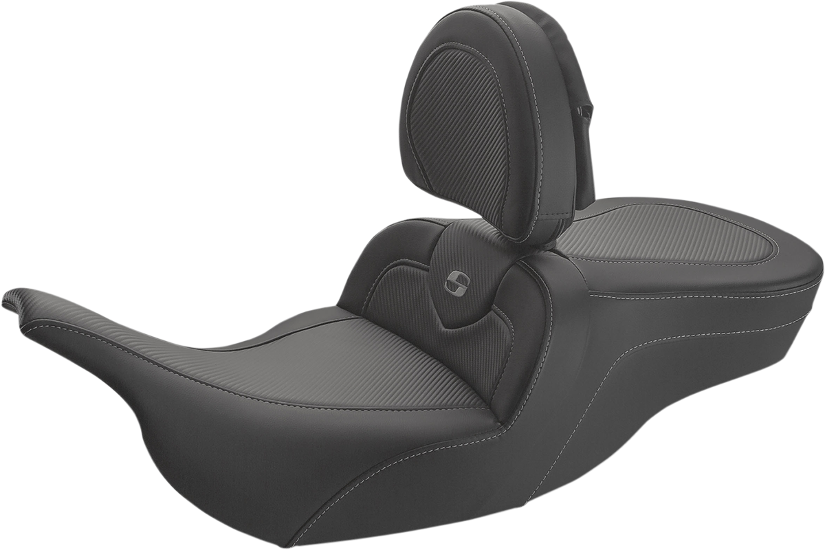 Bill's Exhausts SADDLEMEN Roadsofa Carbon Fiber Motorcycle Seat with driver backrest in black