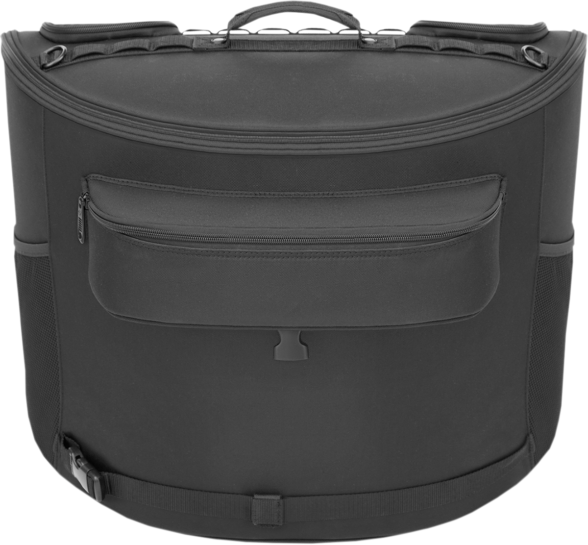 Tactical backrest bag seat by SADDLEMEN for motorcycles, featuring durable material and secure attachment points.