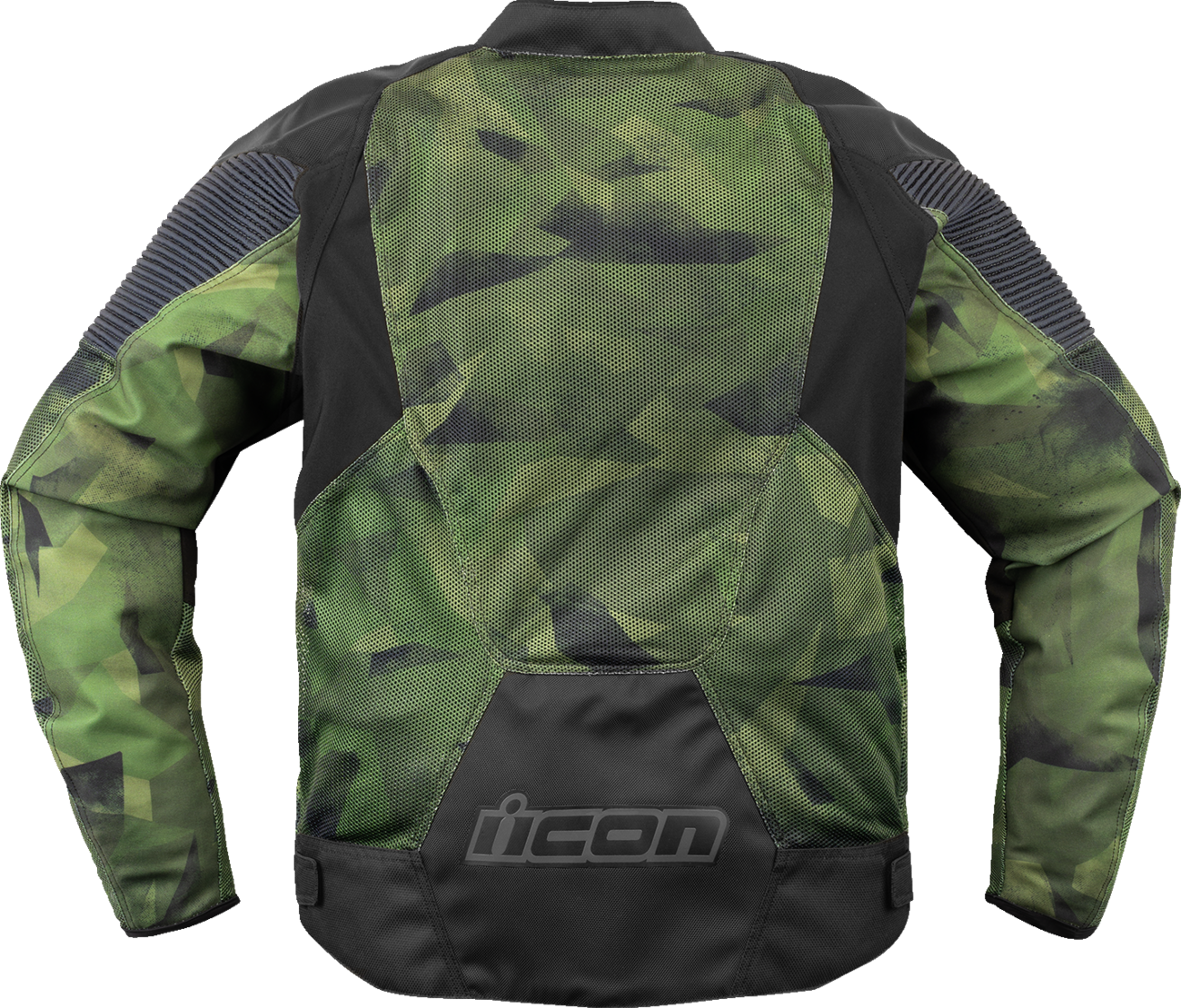 Bill's Exhausts ICON Overlord3 Mesh Camo Jacket in green, small size, featuring breathable fabric and camouflage pattern.