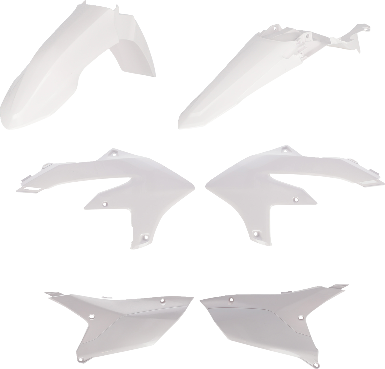 A white Acerbis full replacement body kit for Yamaha YZ450F 2023 motorcycle, shown on a clean background.