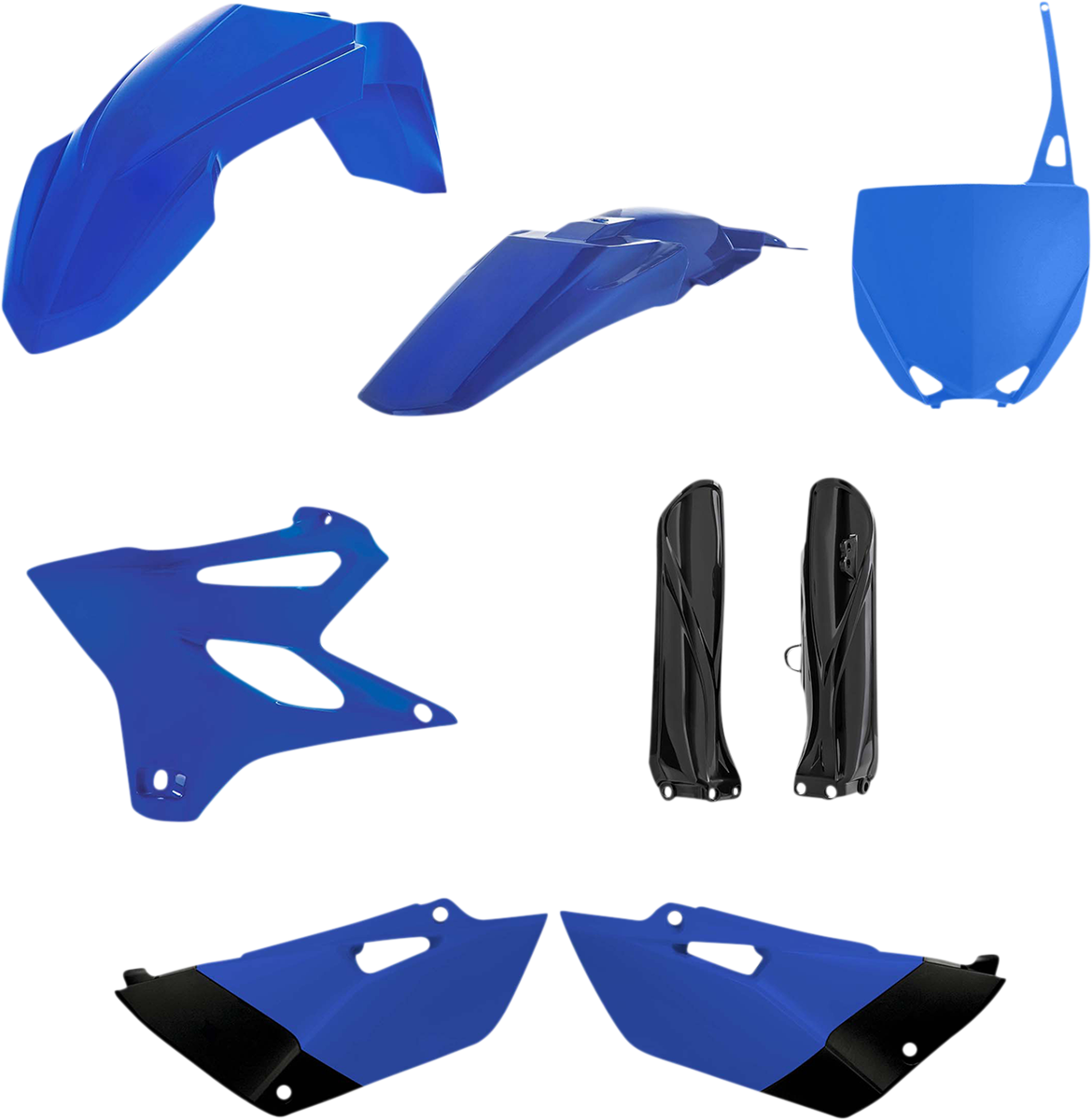 Acerbis OEM blue and black full replacement body kit for motorcycles, featuring sleek body panels and design details.