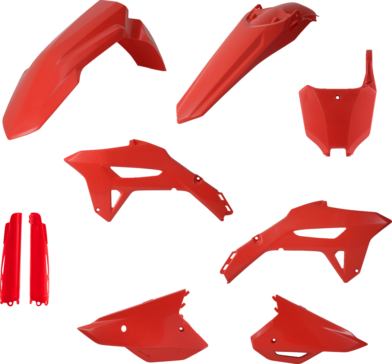 Acerbis full replacement body kit in red for Honda CRF250R 2022-2023 and CRF450R 2021-2023 motorcycle, showing front and side panels.