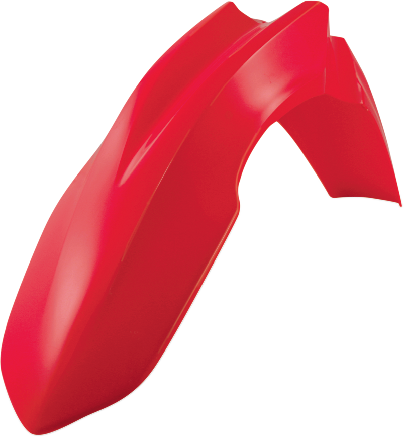 Red ACERBIS front fender for motorcycle, showcasing the durable body part designed for off-road or motocross bikes.