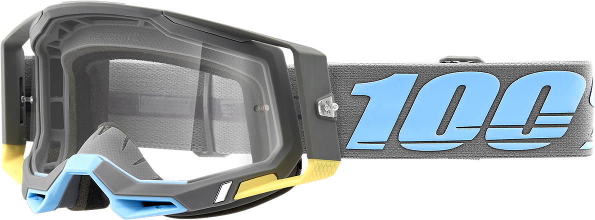 Bill's Exhausts Racecraft 2 Trinidad goggles with clear lenses, designed for racing and high-performance protection.