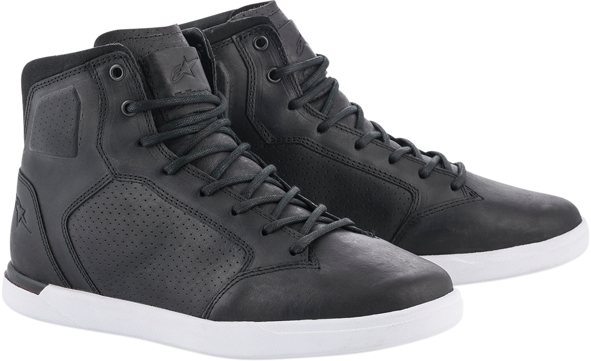 Black Alpinestars J-Cult shoes in US size 8 featuring sleek design and detailed stitching, perfect for casual or sporty wear.