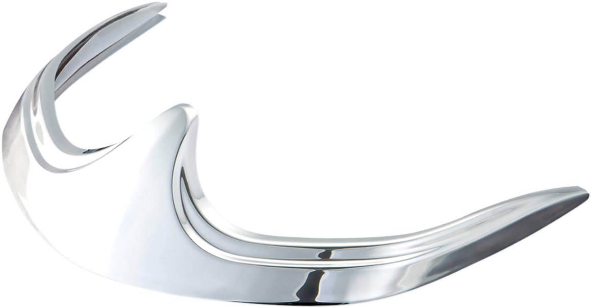 Chrome front fender tip accent for engine by Bill's Exhausts, showcasing shiny chrome finish and sleek design.