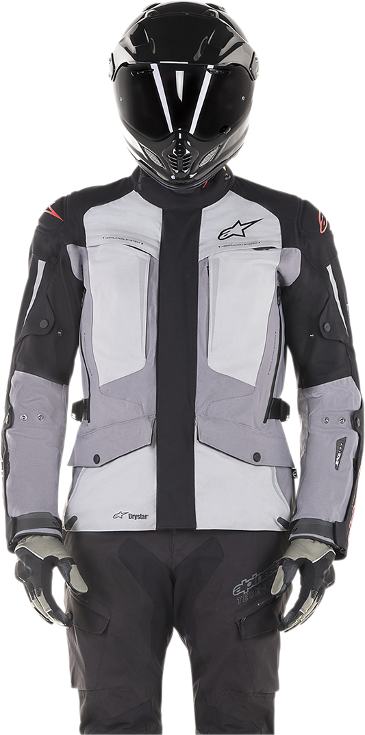 Alpinestars Yaguara Drystar® motorcycle jacket in black and gray, 2XL, with visible protective features and modern design.