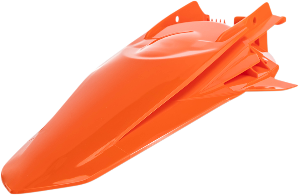 Orange Acerbis rear fender for motorcycle, with body design and mounting points, branded by Bill's Exhausts.