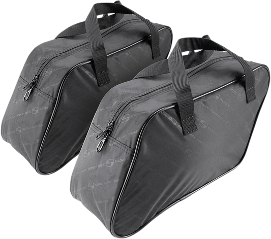 Small SADDLEMEN Saddlebag Liner for slant seats by Bill's Exhausts, shown in black with padded interior and durable material