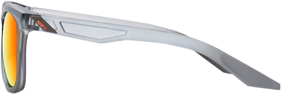100% Hudson Sunglasses - Crystal Gray - Red Mirror 61028-255-43 - Howling Moto