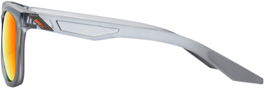 Hudson sunglasses by Bill's Exhausts with crystal gray frames and red mirror lenses, stylish and modern eyewear.