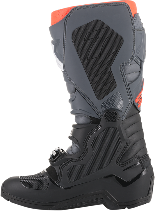 Alpinestars Tech 7 Enduro motorcycle boots in black and gray, US 11, featuring protective design and rugged construction.