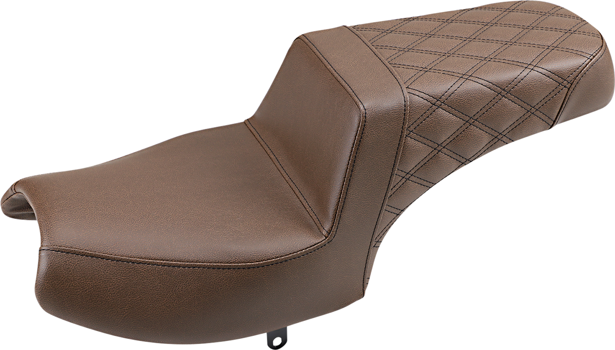 SADDLEMEN Step Up Seat - Front Smooth/Rear Lattice - Brown - Challenger I20-06-173BR - Howling Moto