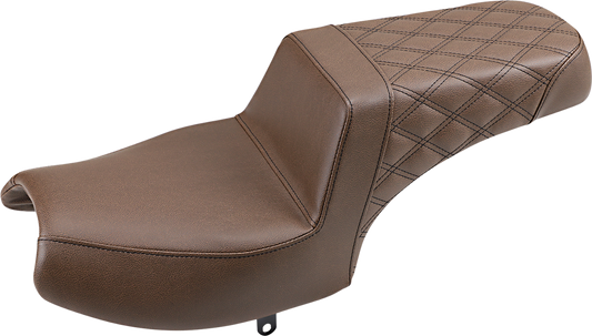 SADDLEMEN Step Up Seat - Front Smooth/Rear Lattice - Brown - Challenger I20-06-173BR - Howling Moto