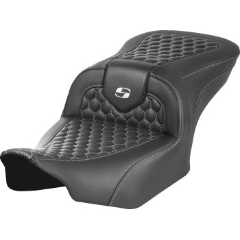 Bill's Exhausts SADDLEMEN Roadsofa™ motorcycle seat in honeycomb white stitch, without backrest, for FLTR/FLHX 2023-2024.
