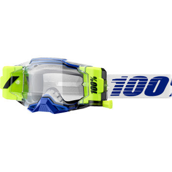 Blue Armega Forecast goggles by Bill's Exhausts with clear lenses, featuring a sleek design for protective eye wear.