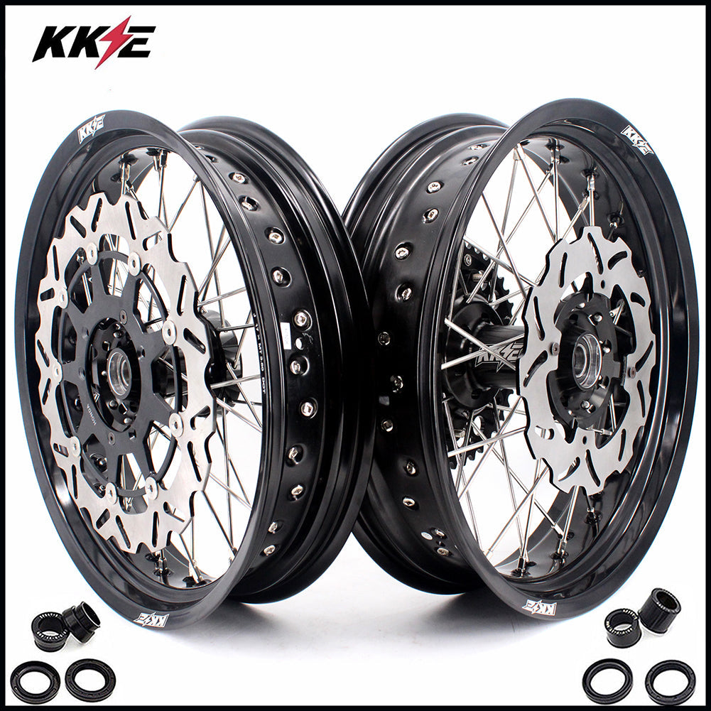 KKE 17 Inch Supermoto Rims for Honda CRF250R 04-13 CRF450R 02-12 Black - Howling Moto