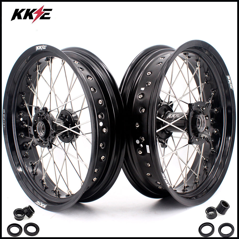 KKE 17 Inch Supermoto Rims for Honda CRF250R 04-13 CRF450R 02-12 Black - Howling Moto