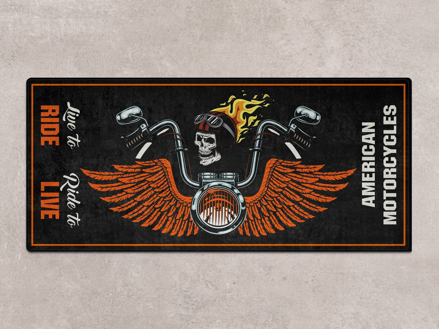 Motorcycle Mat Skull Design for Chopper, Cruiser, Touring, Sport Motorcycle - MM7502 - Howling Moto
